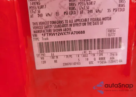 2007 Ford F-150 Xlt from USA, damaged, VIN 1FTRW12WX7FA70688